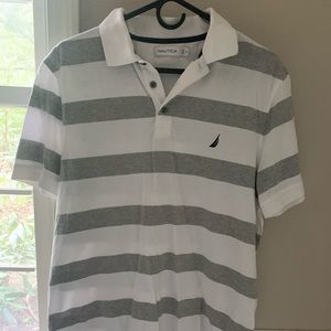 Medium Nautica Polo Gray/White Stripes